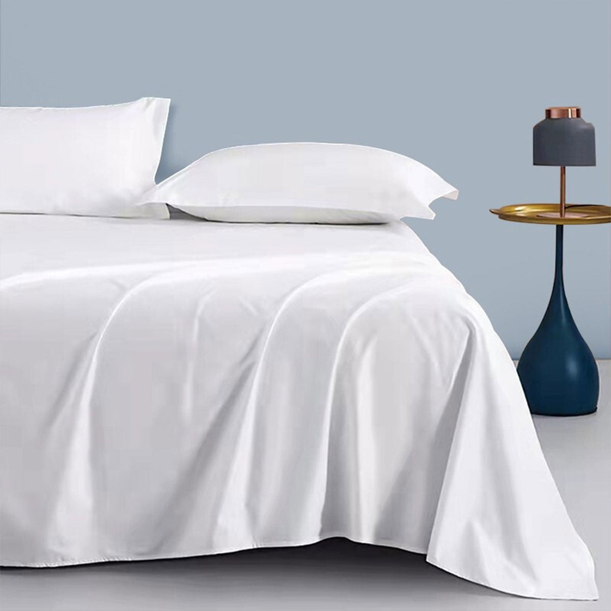 King Single Flat Sheet White Cotton Durable Soft Finish