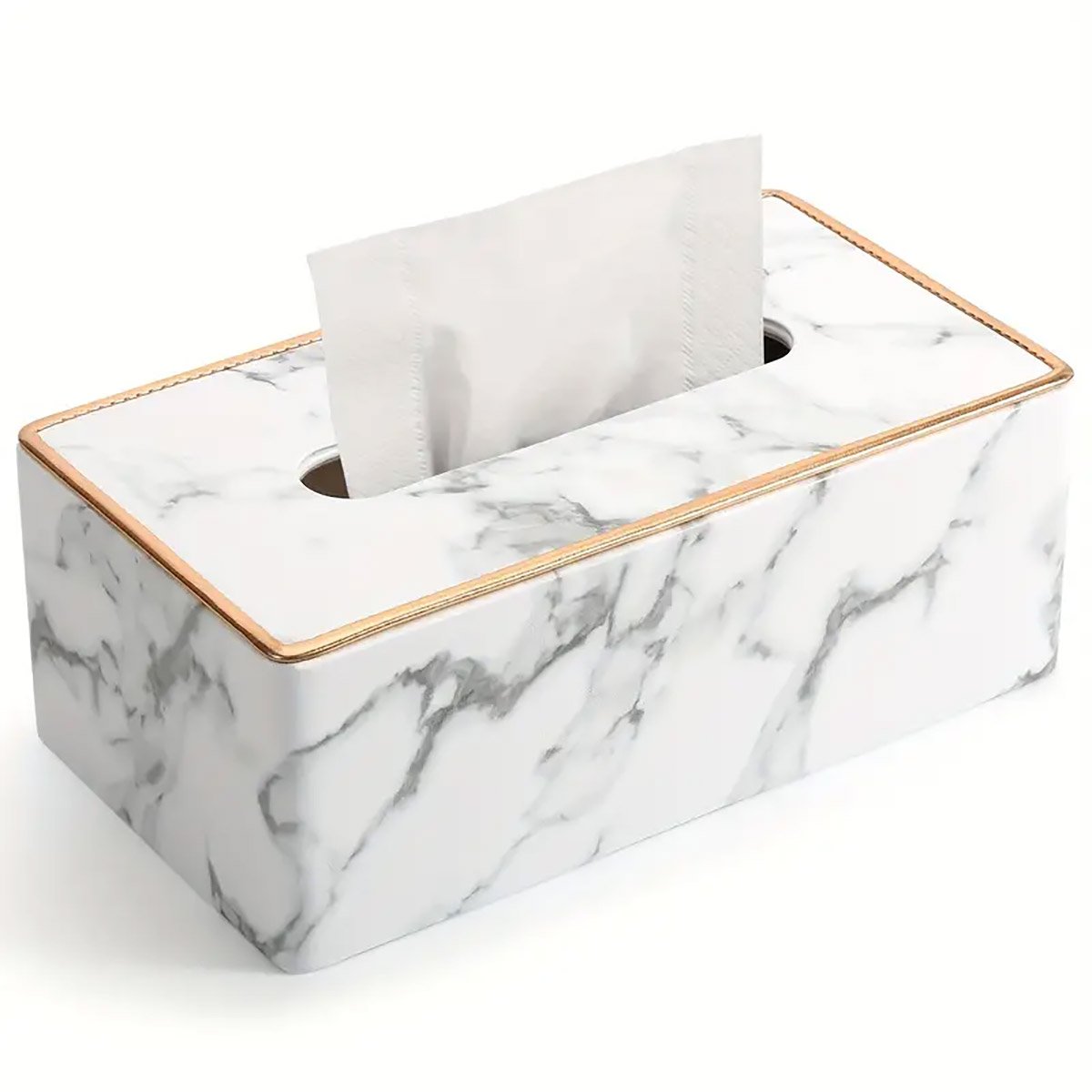 Marble Texture Tissue Box for Hotels Elegant PU Leather Napkin Holder