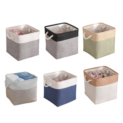 Fabric Storage Baskets Durable Foldable Linen Blend