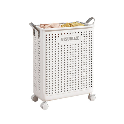 Laundry Basket with Wheels Foldable Design Durable PP Plastic