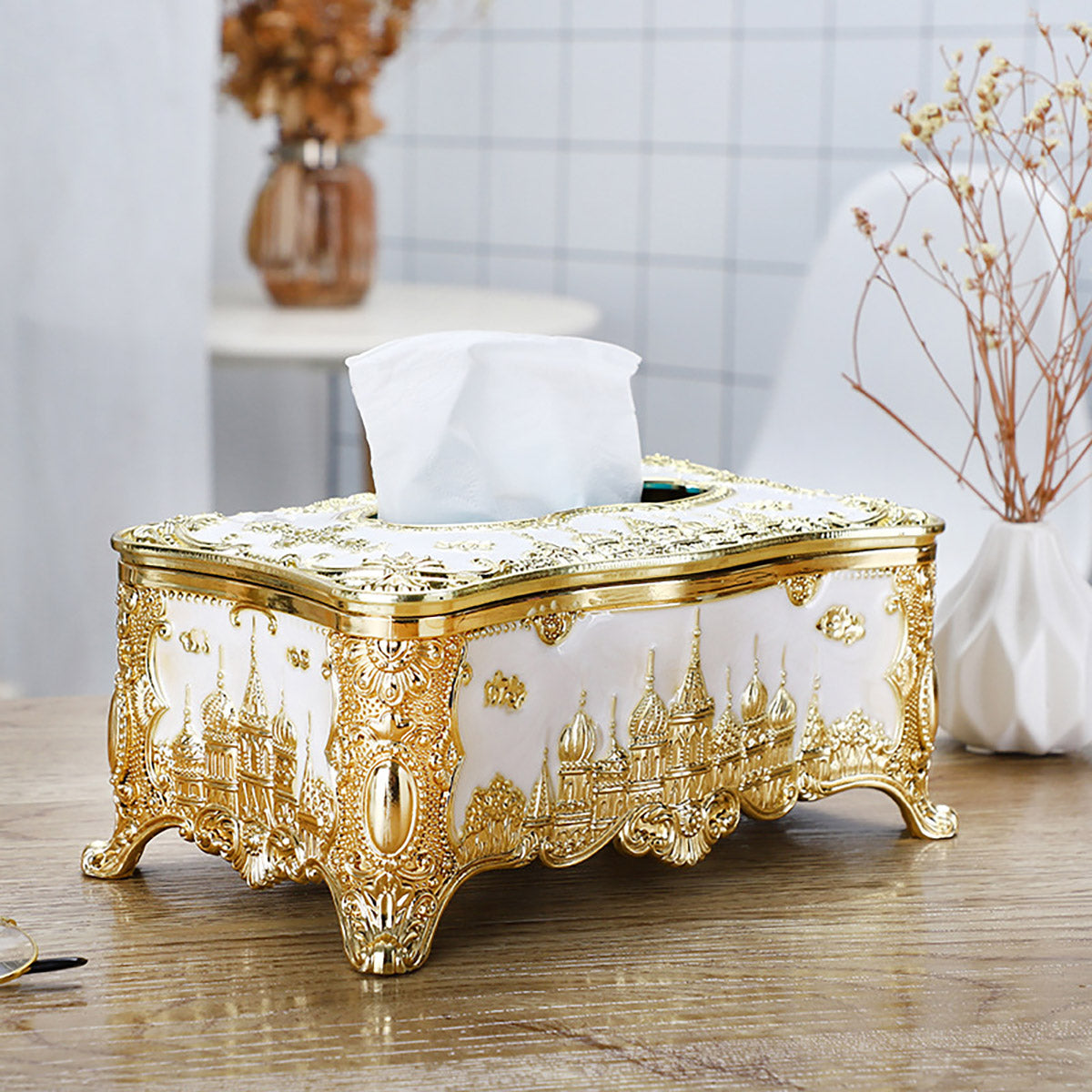 Resin Tissue Box Embossed Luxury Design for Hotels